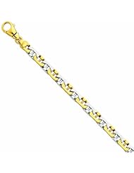Genuine 14K Yellow Gold Two-Tone 8.5Mm Polished Fancy Link Bracelet 8.5 Inches 100% Satisfaction Guaranteed.