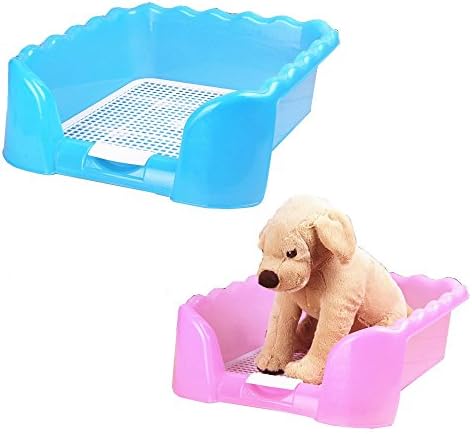 Indoor Dog Puppy Plastic Potty Lawn Toilet Training Wave Designed Blue / Pink Color for Small Dogs