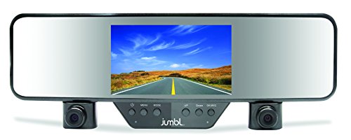 Jumbl Car Rear View Mirror & Dual Camera HD 1080p Dash Cam, Clips on Easily & Firmly to Existing Mirror, Dashcam for Vehicle Interior & Exterior DVR Accident Recording, 4.3" LCD, G-Sensor, 120Â° FOV