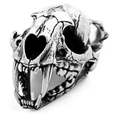 Mens Silver Stainless Steel Dinosaur Head Skull Gothic Pendant Necklace