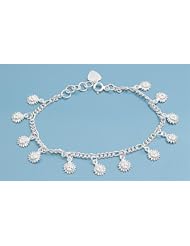 Sterling Silver Fancy Fiery Sun Charm Bracelet