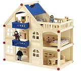 Gro�es Holz-Puppenhaus, 22tlg. inkl. Figuren und M�bel, L 52 x B 27 - 