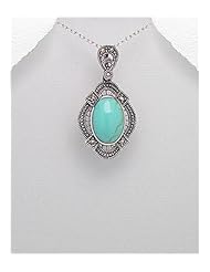 Marcasite Pendant Necklace In 92.5 Sterling Silver