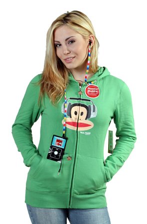 Paul Frank Green Julius Headphones Hoody with Functional Earbuds