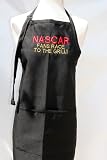 Black Embroidered Apron "NASCAR fans race to the grill"