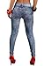 Women Seamless Denim Look Ripped Faux Jean Leggings Tights Pants