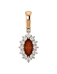 18K Rose Gold 8.00x4.00mm Marquise Cut Mozambique Garnet and Diamond Pendant -- LIFETIME WARRANTY