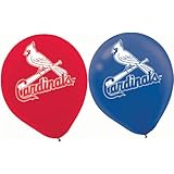 Amscan St. Louis Cardinals Major League Baseball Printed Latex Party Balloons, 12", Blue/Red