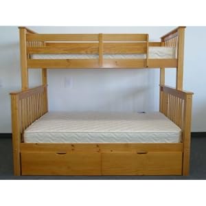 Bunk Bed Twin over Full Mission style in Honey with Drawers