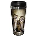 Tree-Free Greetings 77048 Three Owl Moon Collectible Art Sip 'N Go Travel Tumbler, 16-Ounce, Stainless Steel, Multicolored