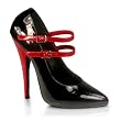 6 Inch Sexy High Heeled Shoe Mary Jane Pump With Contrast Heel Black Patent