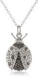 Sterling Silver Black-Diamond Ladybug Pendant Necklace