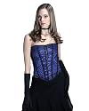 Blue Overbust Satin Corset Steel Boned With Front Black Lace Accent LVG9194