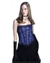Shaper Corset Blue Overbust Satin Corset Steel Boned With Front Black Lace Accent SC80032
