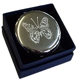 Butterfly engraved compact handbag mirror personalised free
