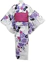レディース 浴衣 花柄が可愛い お仕立て上がりゆかたと作り帯のお買得2点セット（女性用）
