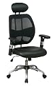 Office Star Woven Mesh Back and Faux Leather Seat Chair with Headrest