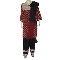 Shalwar Kamiz Printed Embroidered Cotton Multicolored Size L (slk422)