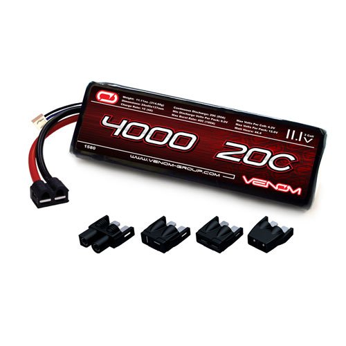 Venom 20c 3s 4000mah 11.1v lipo battery with universal …