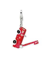 Sterling Silver Enamel Fire Truck w/Lobster Clasp Charm