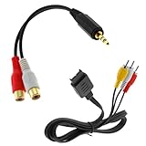 GTMax 6FT Gold Plated 3.5mm Male to 2 RCA Female Y-Cable + AV Composite Cable for Sony Playstation P