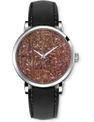 SPRAWL Aanalog Fashion Series Silver Ladies Watches of Genuine Black Leather Strap,Unique Wrist Watch for Women Girls Designed with fluff cafes