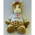 Giraffe plush toy with I Love Cutter T-Shirt