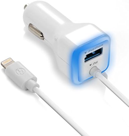 Car Charger, [Apple MFI Certified] 3.1A Lightning iPhone Car Charger with 3ft Lightning Cable for iPhone 6s, 6 / 6 Plus / 5s / 5, iPad Air 2 and more by eBuddies (White)