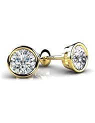 0.48 ct Ladys Round Cut Diamond Stud Earrings In 18 Karat Yellow Gold