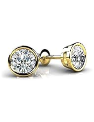 0.32 ct Ladys Round Cut Diamond Stud Earrings In 18 Karat Yellow Gold