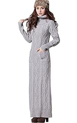 Long Sleeves Turtleneck Checkered Print Knit Sweater  Dress