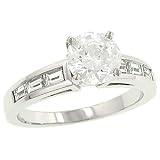 Channel Baguette Diamond Engagement Ring .54ct (CZ ctr