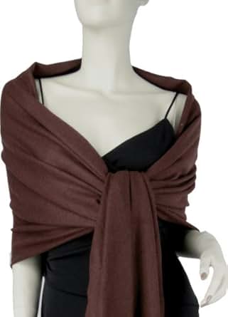 Pure Cashmere Pashmina Shawl 3 Ply Brown at Amazon Womenâs Clothing store: