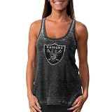 NFL Touch by Alyssa Milano Oakland Raiders Premium Burnin Up Crystal Tank Top - Charcoal (Large)