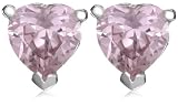Image of Silver Pink Cubic Zirconia Heart Stud Earrings