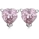 Silver Pink Cubic Zirconia Heart Stud Earrings