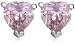 Silver Pink Cubic Zirconia Heart Stud Earrings