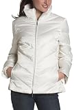Kenneth Cole Reaction Women's Shiny Satin Zip Front Down Jacket With Chevron Quilt