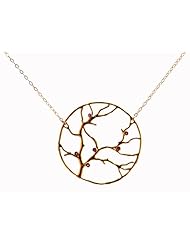 Delicate Gold Tree of Life Necklace with Ruby - Vermeil (Gold Over Sterling Silver) - Large Cherry Blossom Necklace