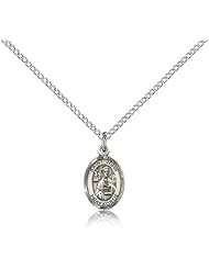 .925 Sterling Silver Saint St. John the Apostle Medal Pendant 1/2 x 1/4 Inches Engravers/Printers-9056- Comes with a .925 Sterling Silver Lite Curb Chain Neckace And a Black velvet Box