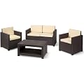Allibert 183319 Lounge Set Monaco Set, Rattanoptik, Kunststoff, braun