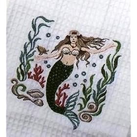 Nautical Beach Coral Ocean Mermaid Kitchen Towel by C & F Enterprises