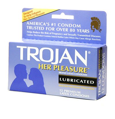 Trojan Her Pleasure Latex Condoms Lubricated 12 condoms