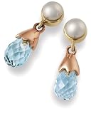 Clogau Gold 9ct Yellow & Rose Gold CQME03 Ladies Queen Mother Pearl & Blue Topaz earrings