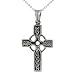 Sterling Silver Celtic Design Cross Pendant with 18 inch Cable Chain