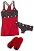 Rocawear Women's Boxed Suspender Tank & Cheeky With Footie Slipper Set,Red,Large