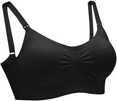 SgTaw Women's Seamless Maternity Nursing Buttery-soft Sleep Bra (XL, Black)