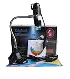 GSI High-Definition Scientific Digital LED Microscope, USB Video Connection to Computers/Laptops/Notebooks, Magnifies All Microscopic Articles 500x, Special Image Treatment, Includes Stand for Handsfree Use, for Hobby/Science/Education/Industrial- Black