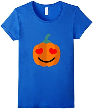 Women's Halloween Heart Eyes Pumpkin Smile Face Emoji Costume Shirt XL Royal Blue