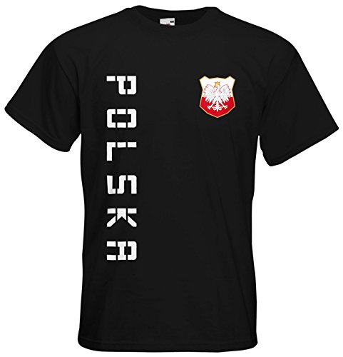 Polen Polska EM 2016 T-Shirt Trikot Name Nummer (Schwarz, XL)
